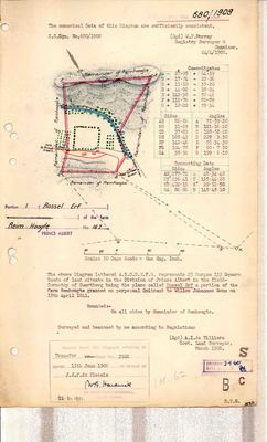 Scan of Surveyor-General diagram, 680/1908, March 1908